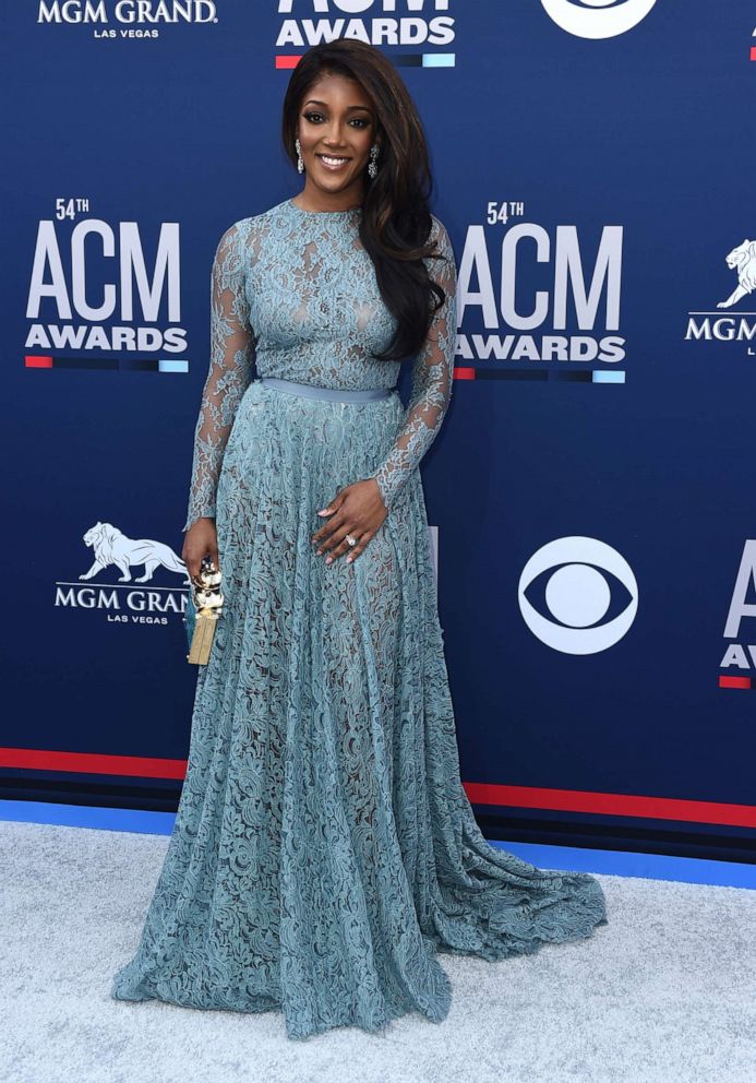 PHOTO: This April 7, 2019 file photo shows Mickey Guyton at the 54th annual Academy of Country Music Awards in Las Vegas. 