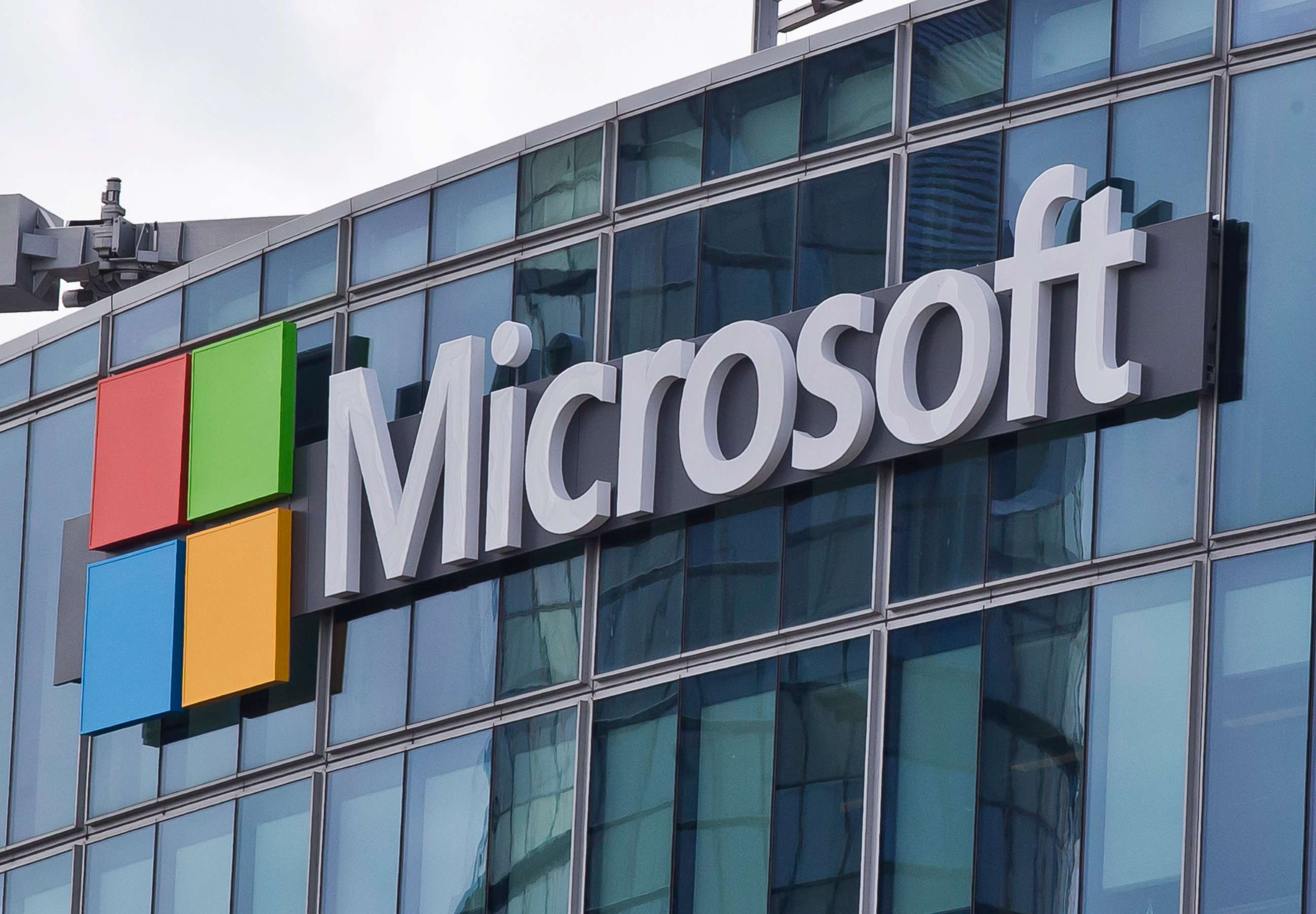 PHOTO: FILE - This April 12, 2016, file photo shows the Microsoft logo in Issy-les-Moulineaux, outside Paris, France. 