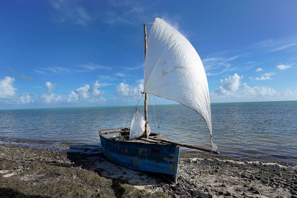 PHOTO: A recently arrived rustic boat sits on the shore, on Jan. 4, 2023, in Islamorada, Fla.