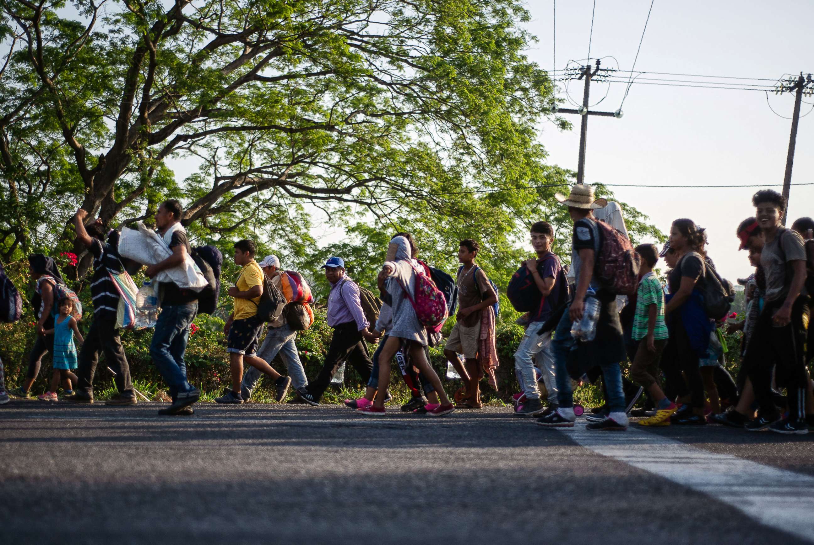 PHOTO: Central American migrants heading in a caravan to the U.S. walk towards Huixtla, on Tapachula, State of Chiapas, Mexico, on April 15, 2019.