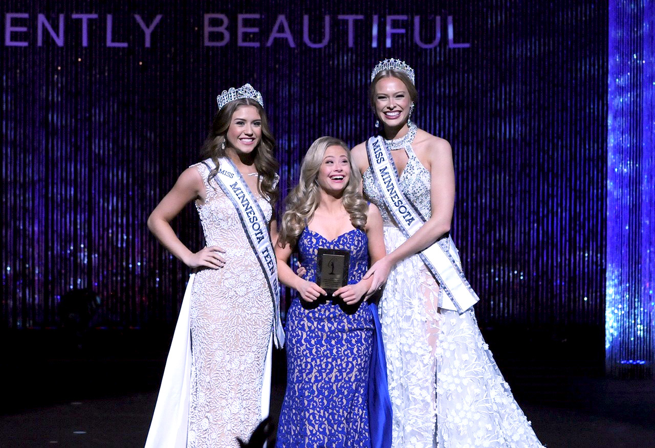 PHOTO: Mikayla Holmgren, the first Miss USA state pageant competitor with Down syndrome, pictured in the middle, won Spirit of Miss USA Award, Nov. 26th 2017 seen here with, Peyton Schroeder, left, and Kalie Wright, right. 