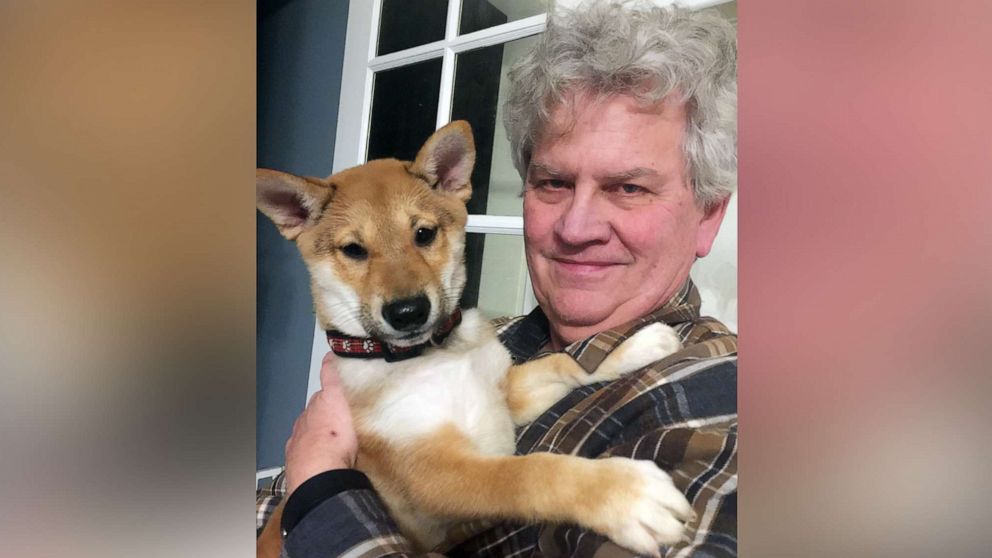 PHOTO: Mike Krueger holds his puppy Taka in a 2019 photo. Krueger and his wife Olga, of Morrison, Ill., only had Taka for a few days before the dog died from parvovirus.