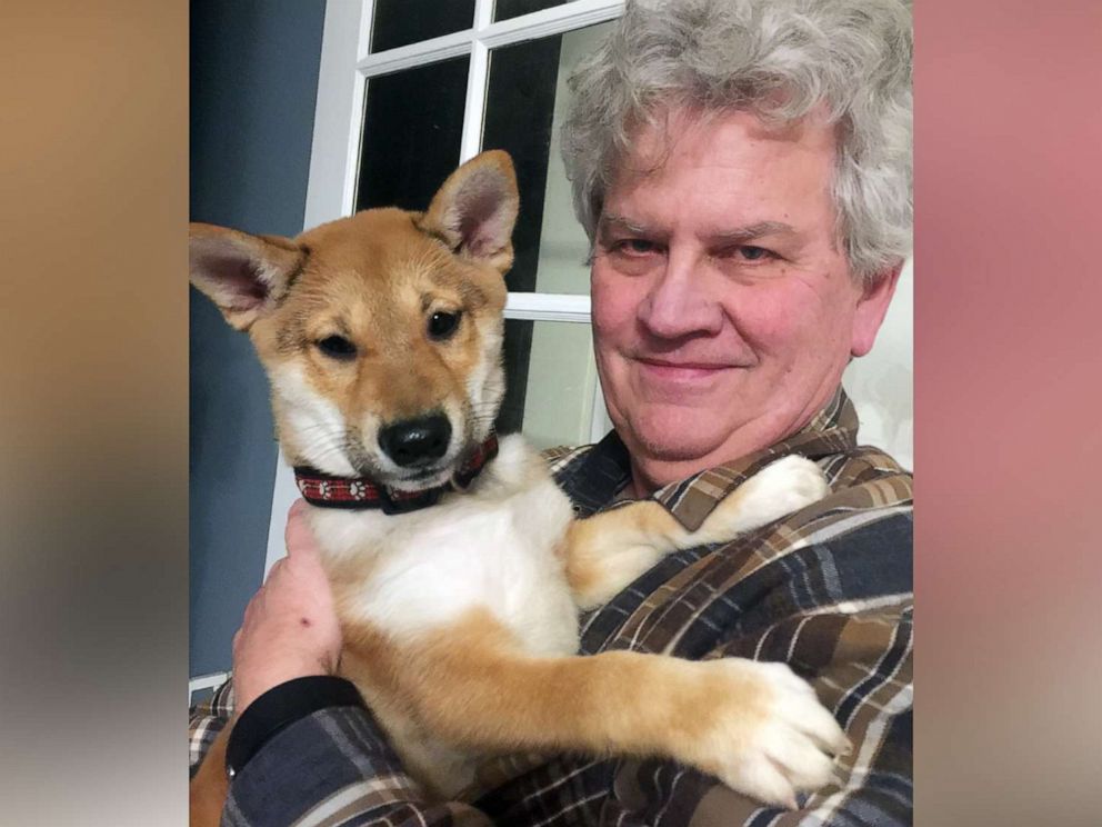 PHOTO: Mike Krueger holds his puppy Taka in a 2019 photo. Krueger and his wife Olga, of Morrison, Ill., only had Taka for a few days before the dog died from parvovirus.