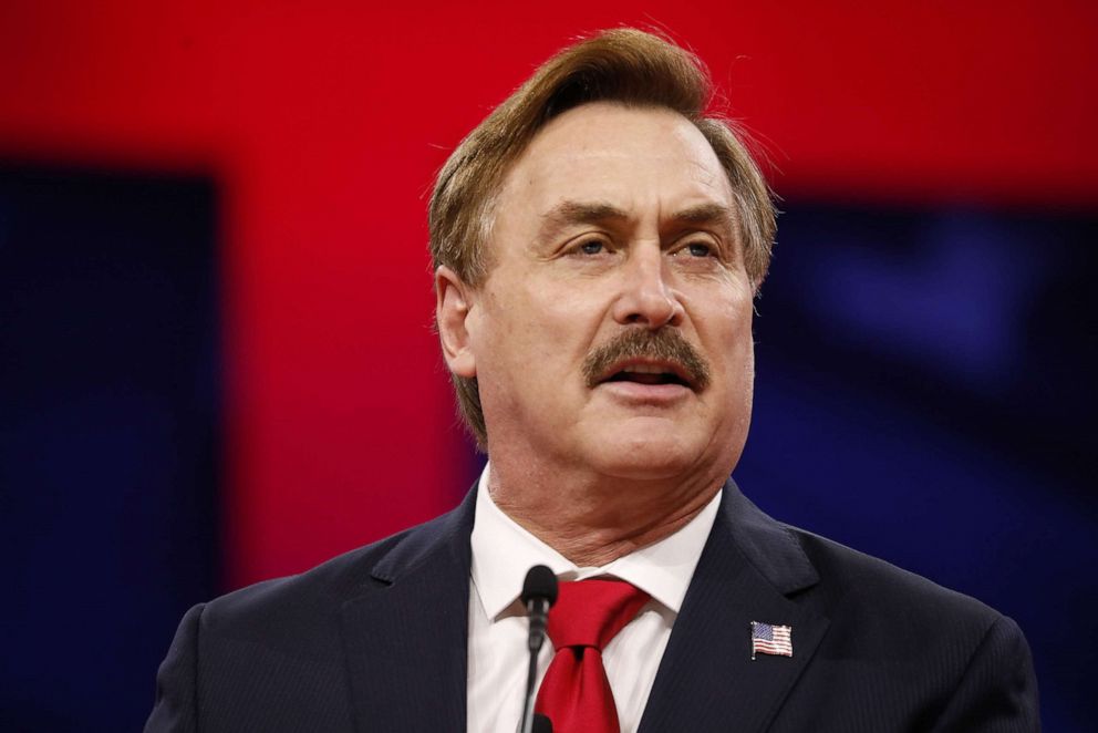 PHOTO: In this Feb. 28, 2019, file photo, Mike Lindell, president and chief executive officer of My Pillow Inc., speaks during the Conservative Political Action Conference (CPAC) in National Harbor, Md.