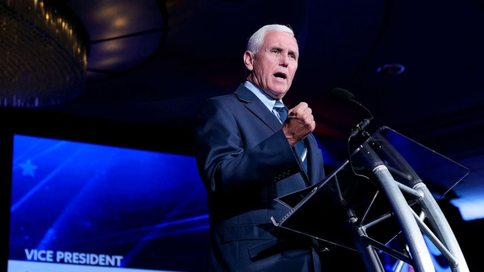 PHOTO: Former Vice President Mike Pence speaks at the Young America's Foundation's National Conservative Student Conference, July 26, 2022, in Washington.