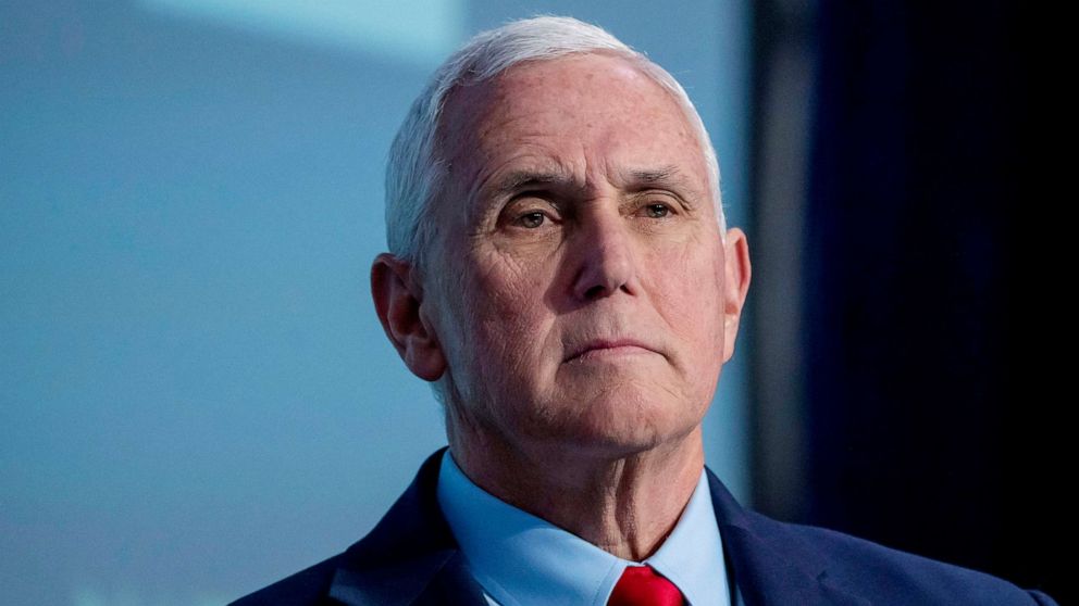 PHOTO: FILE - Former Vice President Mike Pence speaks at the National Review Ideas Summit, March 31, 2023, in Washington.
