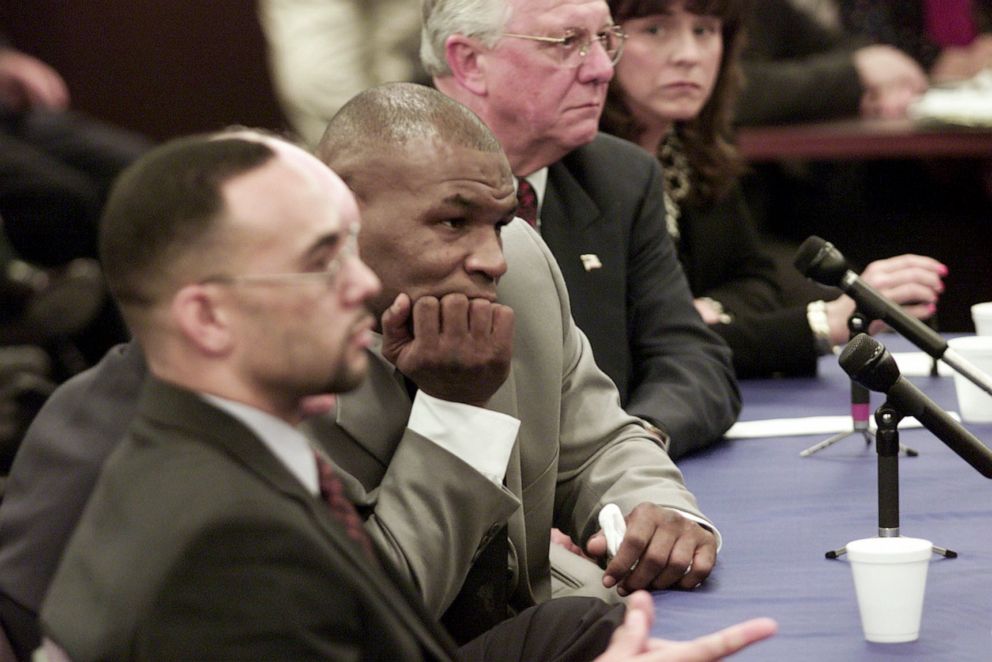 PHOTO: In this Jan. 29, 2002 file photo, boxer Mike Tyson attends a hearing before the Nevada Athletic Commission to request a new boxing license. He was denied his license.