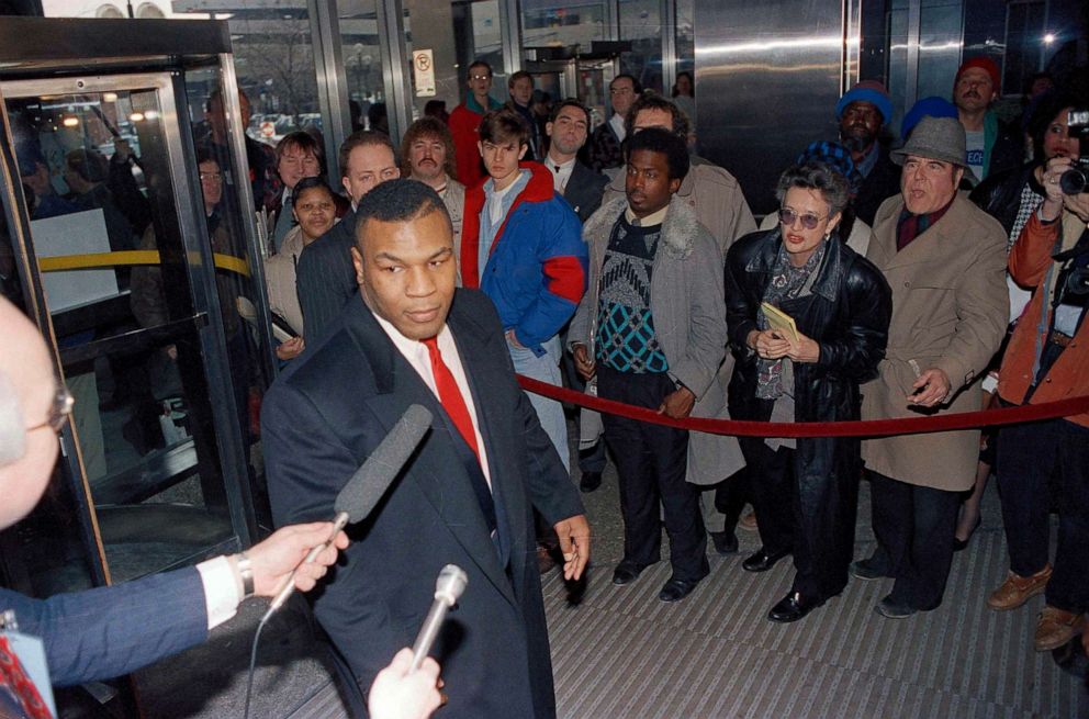 PHOTO: Former heavyweight champion Mike Tyson enters the City County building in Indianapolis, Jan. 27, 1992, on his way to his trial on charges of rape, criminal confinement and criminal deviate conduct.