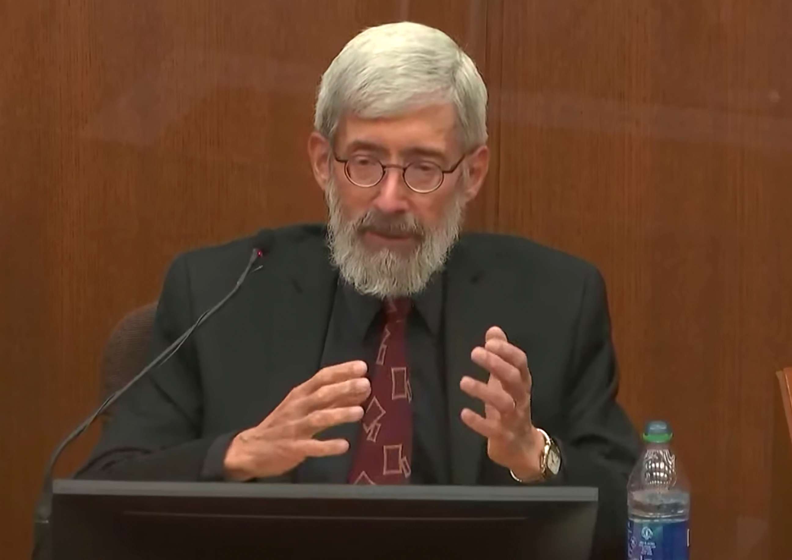 PHOTO: In this screen grab from video, Dr. Laurence Miller, a psychologist, testifies, Dec.17, 2021, in the trial of former Brooklyn Center police Officer Kim Potter in Minneapolis. 