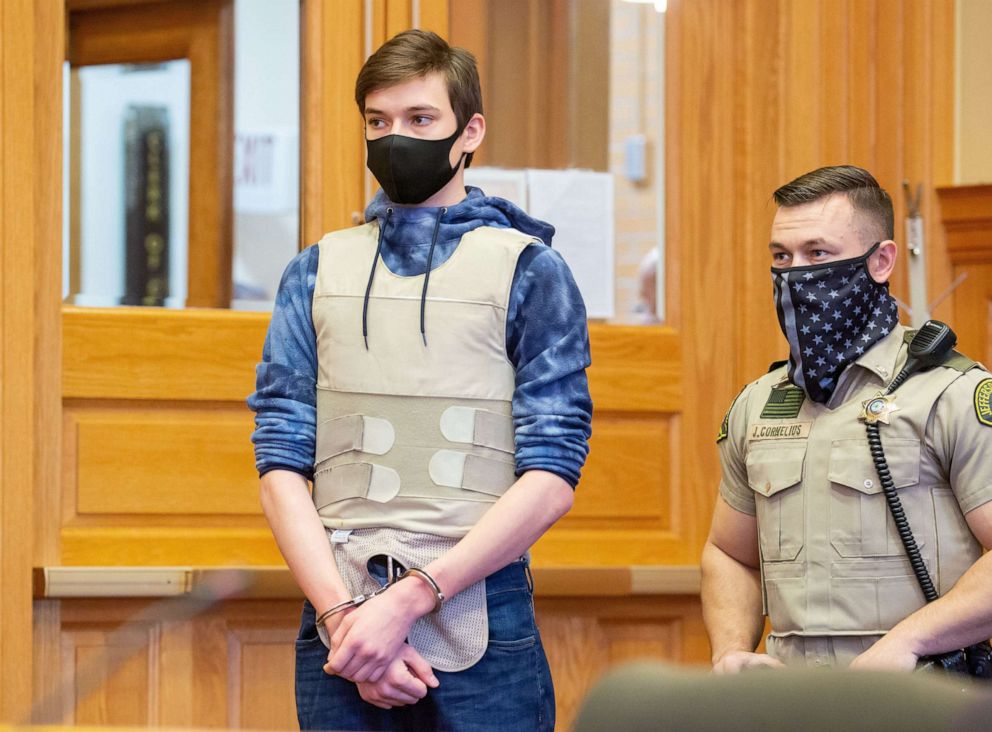 PHOTO: In this Nov. 23, 2021, file photo, Willard Noble Chaiden Miller is escorted into a bond review hearing at the Jefferson County Courthouse in Fairfield, Iowa.