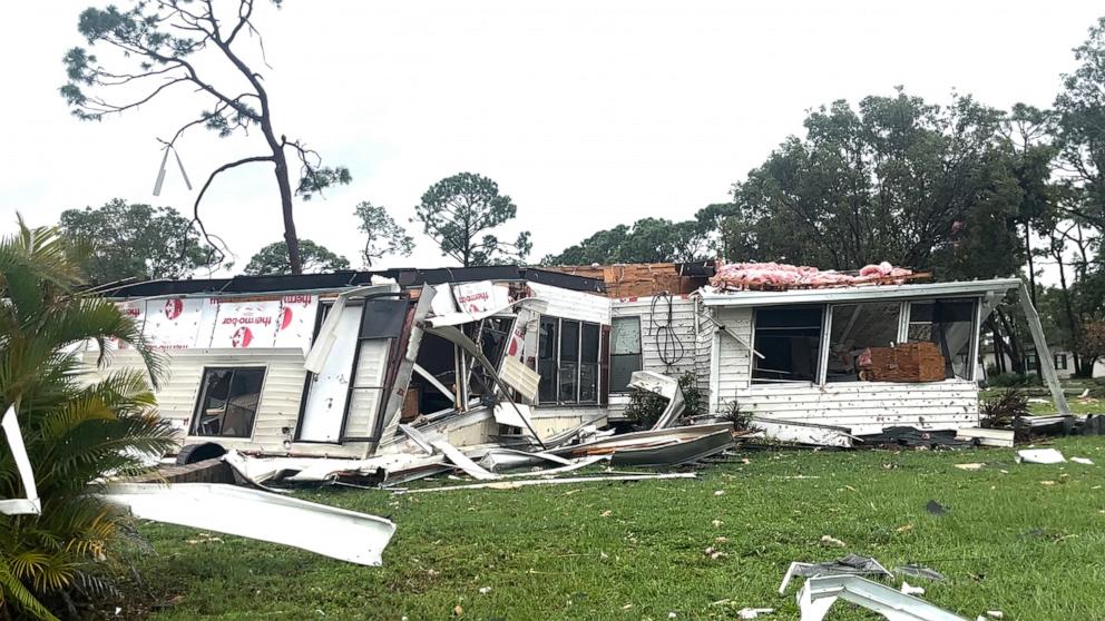 PHOTO: A damaged home after a tornado touched down before Hurricane Milton's arrival, Oct. 9, 2024, in Fort Myers, Florida.