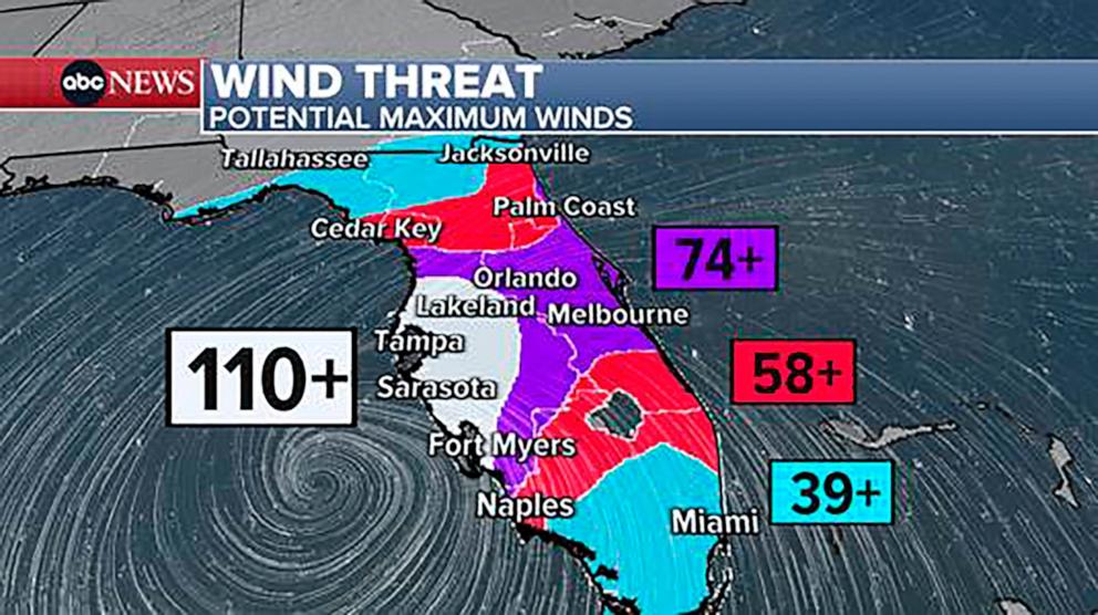 PHOTO: Hurricane Milton potential maximum wind speed.