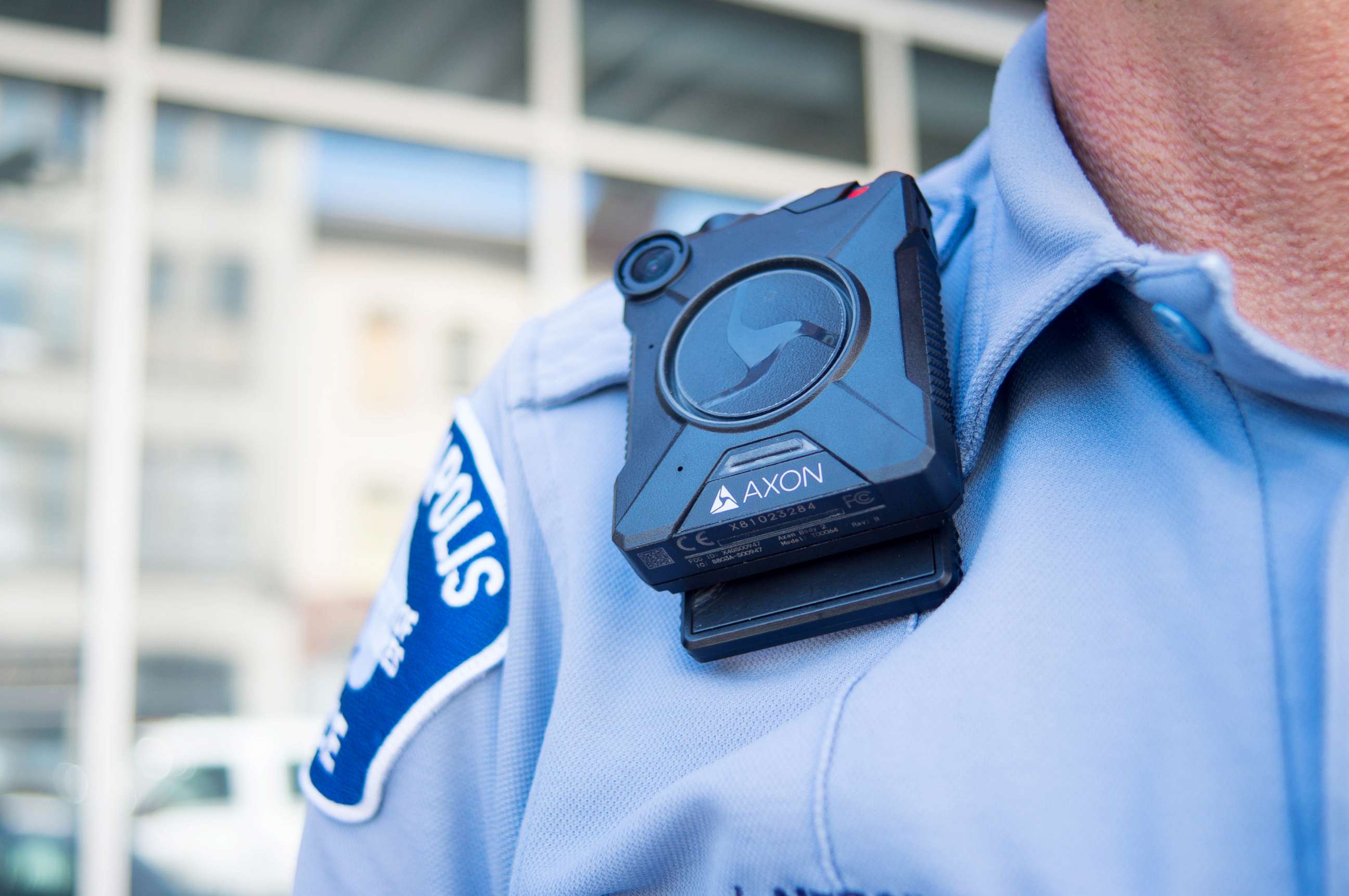 PHOTO: A police officer wears a body camera in this undated photo from the website of the Minneapolis Police Department.    