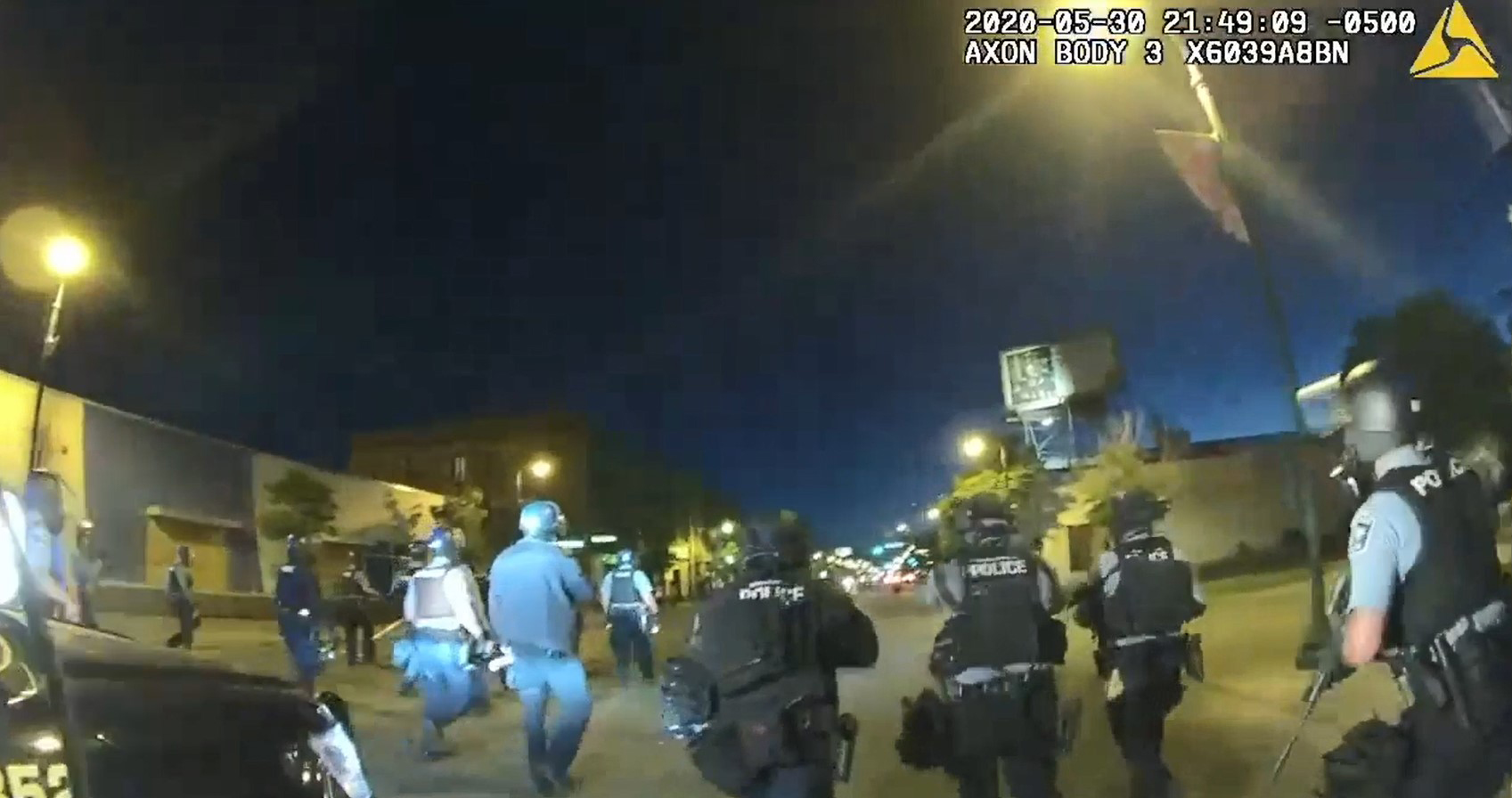 PHOTO: Newly released body camera footage shows Minneapolis police officers shooting protesters with rubber bullets.