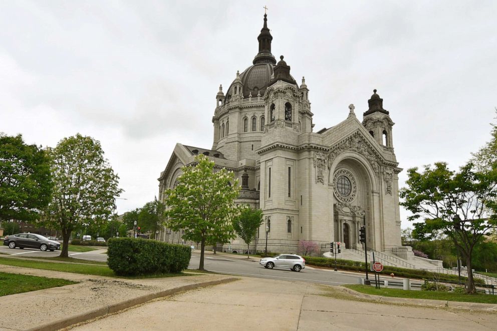 PHOTO: Roman Catholic churches, including the St. Paul Cathedral, shown Friday, May 22, 2020 in St. Paul, Minn., and Lutheran Church-Missouri Synod congregations across Minnesota, plan to resume worship services Sunday.