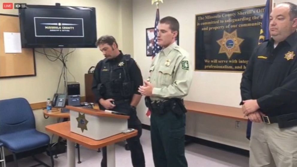 PHOTO: Missoula County Deputy Ross Jessop and U.S. Forest Service Officer Nick Scholz described how they found the "miracle" baby buried under a pile of sticks in the woods.