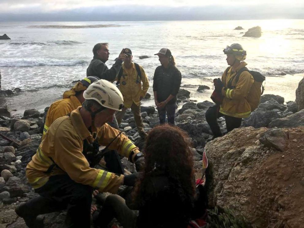 PHOTO: A rescue team helps Angela Hernandez of Portland, Ore. who plummeted off a cliff near Big Sur in California, July 14, 2018.