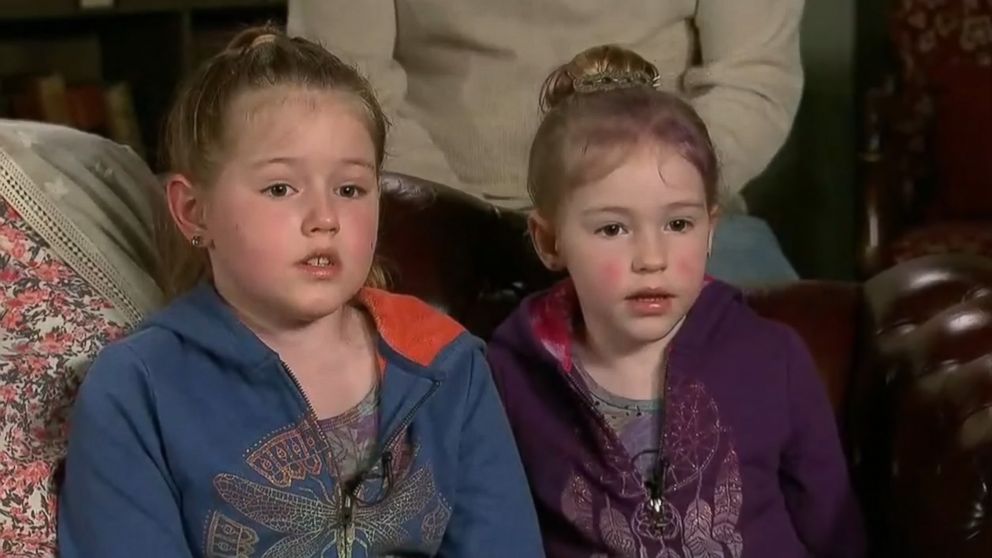 PHOTO: Sisters 8-year-old Leia Carrico and 5-year-old Caroline Carrico speak to the media about surviving in the woods for 2 days. 