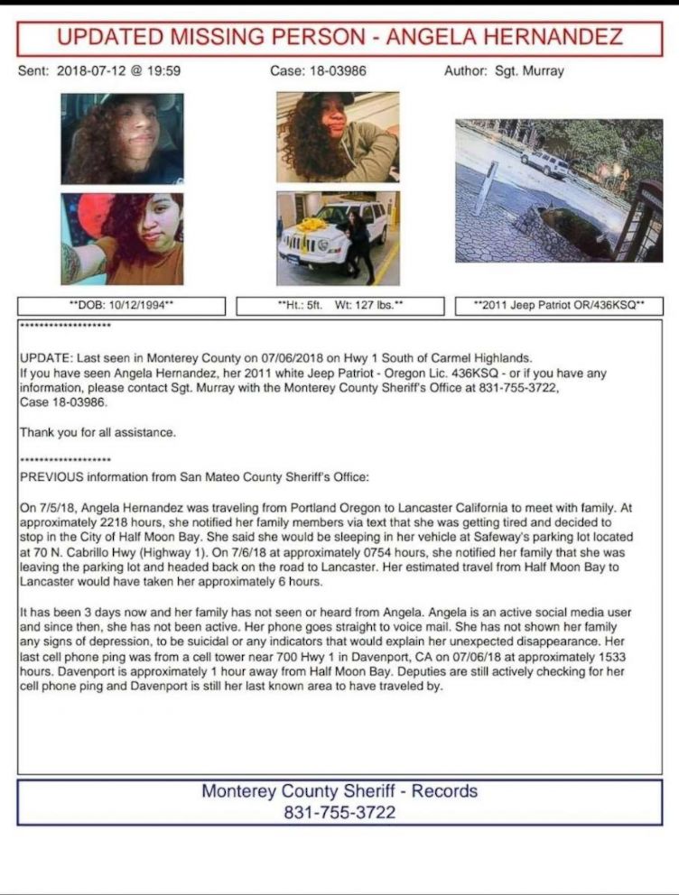PHOTO: The missing poster for Angela Hernandez.