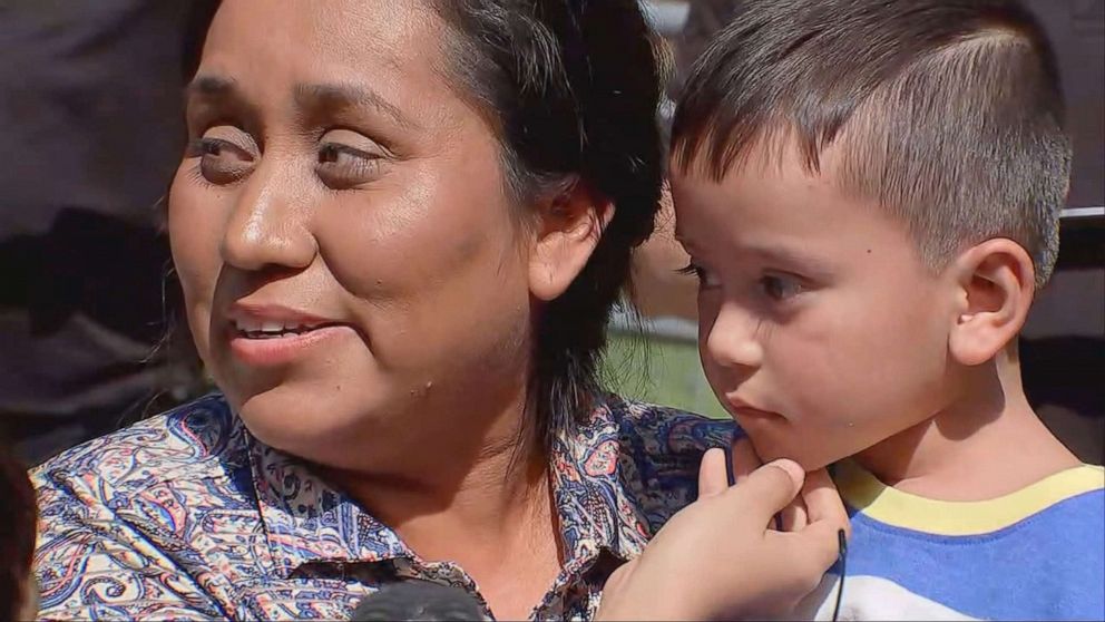 PHOTO: Christopher Ramirez, who went missing and was found in the woods 3 days later, is held by his mother, Araceli Nunez, after returning home from the hospital, Oct. 11, 2021, in Houston. 