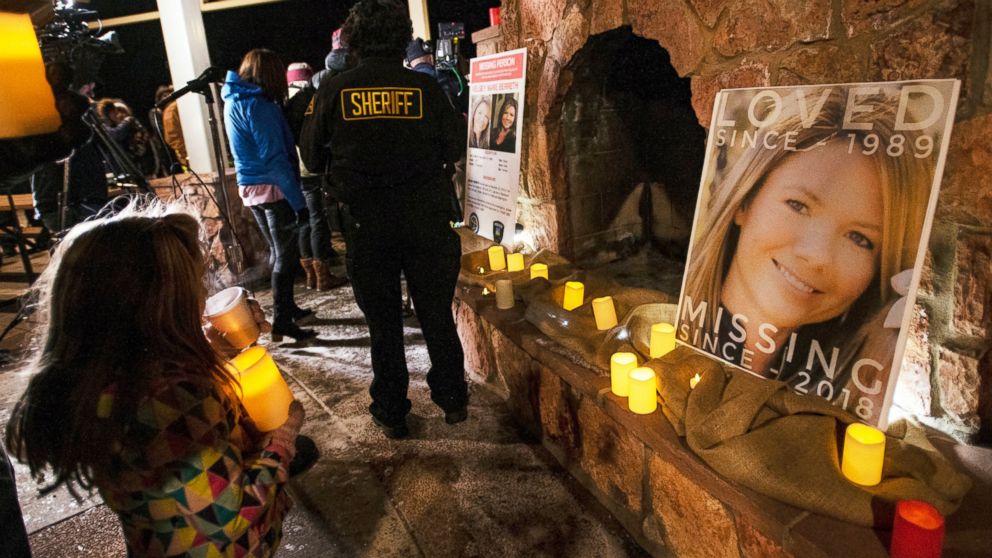 PHOTO: In this Dec. 13, 2018 file photo, community members hold a candlelight vigil for Kelsey Berreth under the gazebo of Memorial Park in Woodland Park, Colo. Authorities have arrested the fiance of the Colorado woman who was last seen on Thanksgiving.