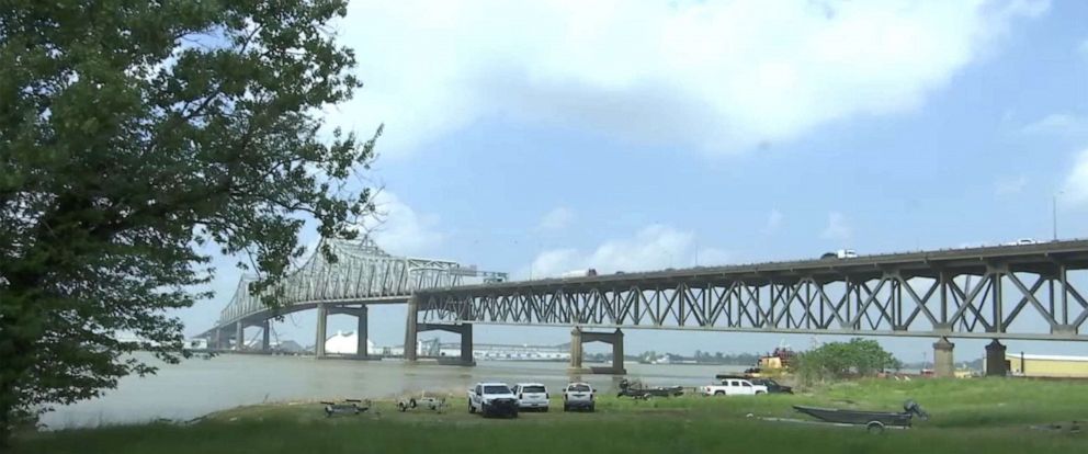 PHOTO: The area around the Mississippi River Bridge is being searched in an effort to find 18-year-old LSU student Kori Gauthier in Baton Rouge, La., April 9, 2021.