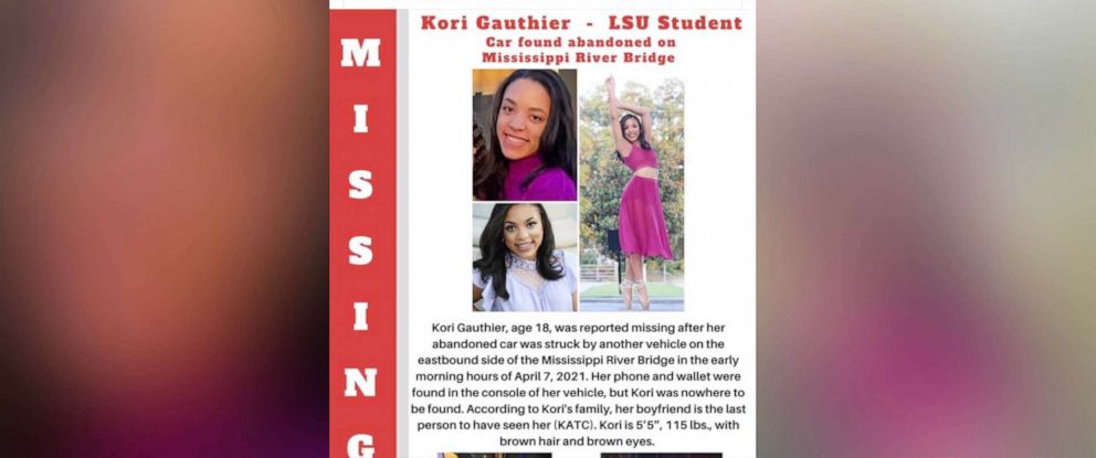 PHOTO: A missing person flyer circulated on Twitter shows missing LSU student Kori Gauthier.