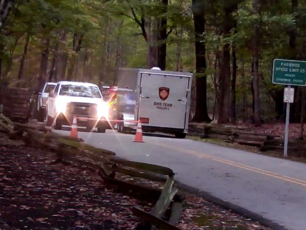 PHOTO: In this image taken on Oct. 21, 2019, authorities search for a small plane that vanished from radar while approaching the Raleigh-Durham International Airport, near the William B. Umstead State Park in North Carolina, on Oct. 20, 2019.