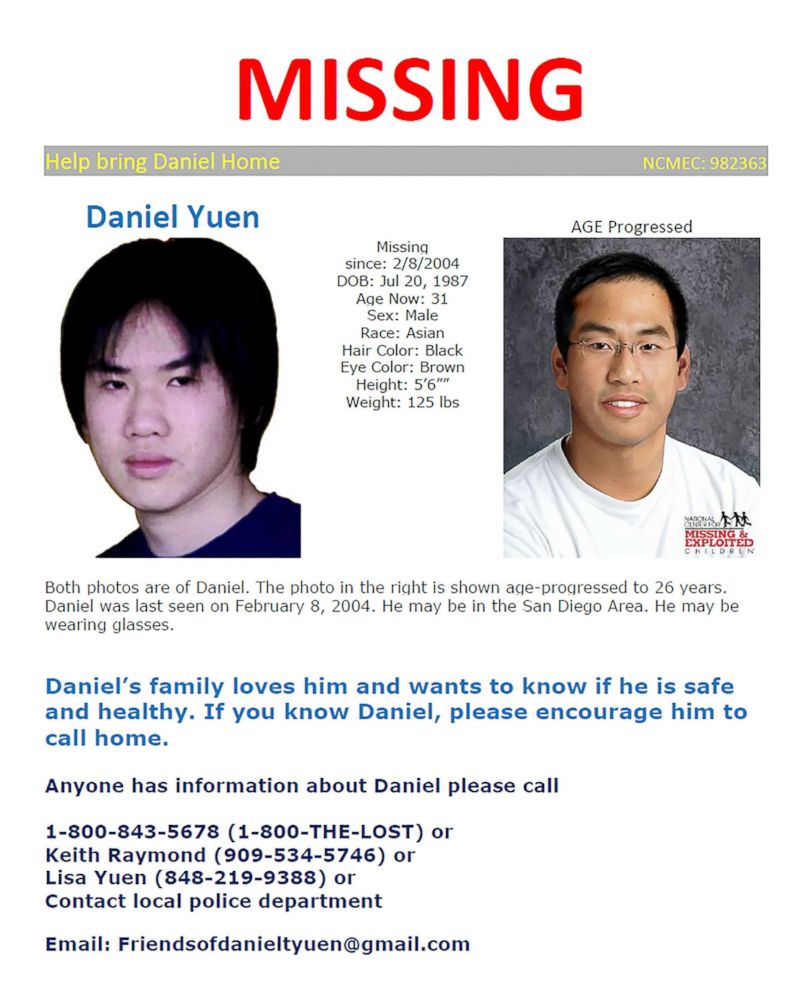 PHOTO: Poster seeking information on Daniel Yuen