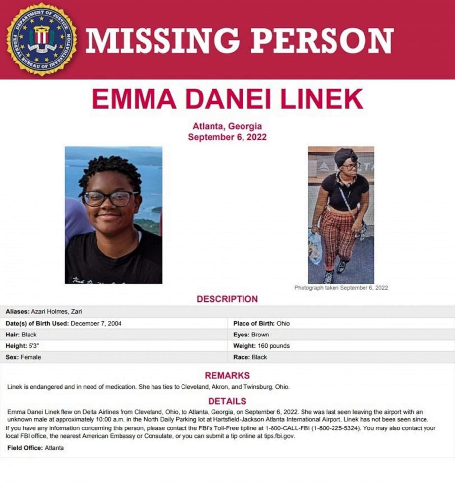 PHOTO: Emma Linek, who goes by the name of Zari, is pictured in an image released by the FBI.