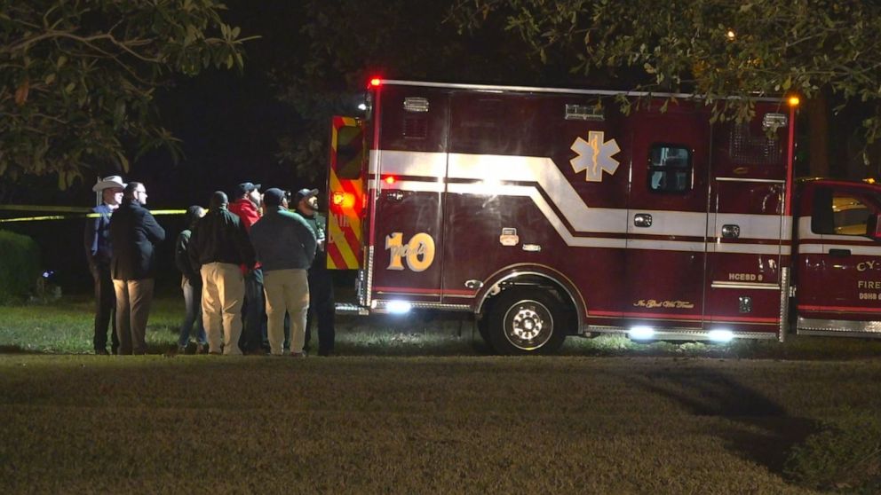PHOTO: An ambulance responds to the scene outside Houston where authorities discovered an infant child believed to be connected to the case of missing Austin mother Heidi Broussard, Dec, 19, 2019. 