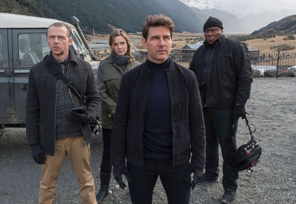 PHOTO: This image released by Paramount Pictures shows, Pictured from left are Simon Pegg, Rebecca Ferguson, Tom Cruise and Ving Rhames in a scene from "Mission: Impossible - Fallout."