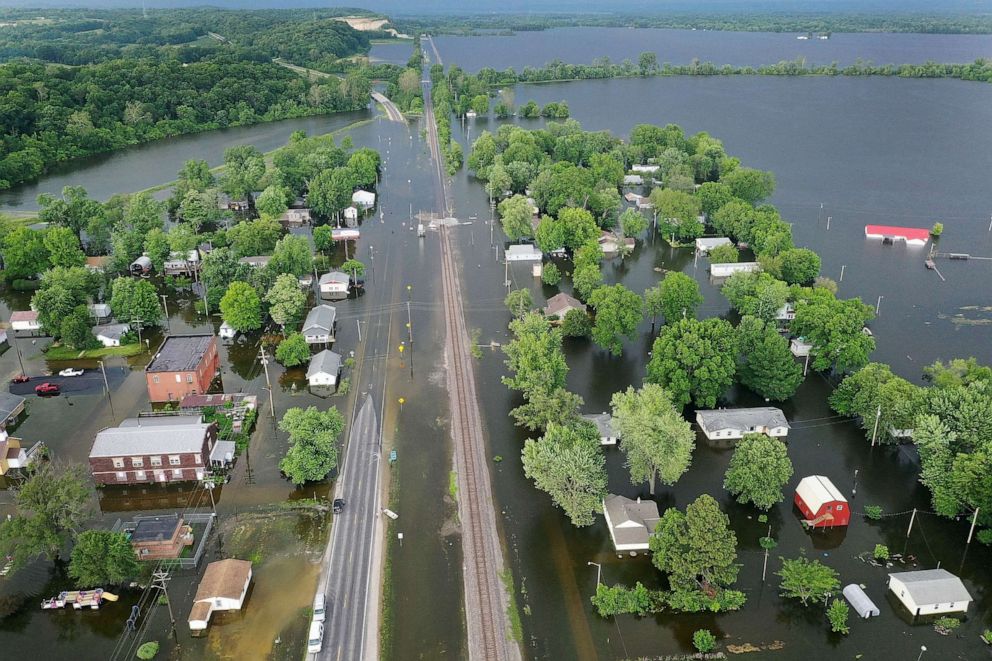 PHOTO: Floodwaters from the Mississippi River have overtaken much of Foley, Missouri, June 1, 2019.