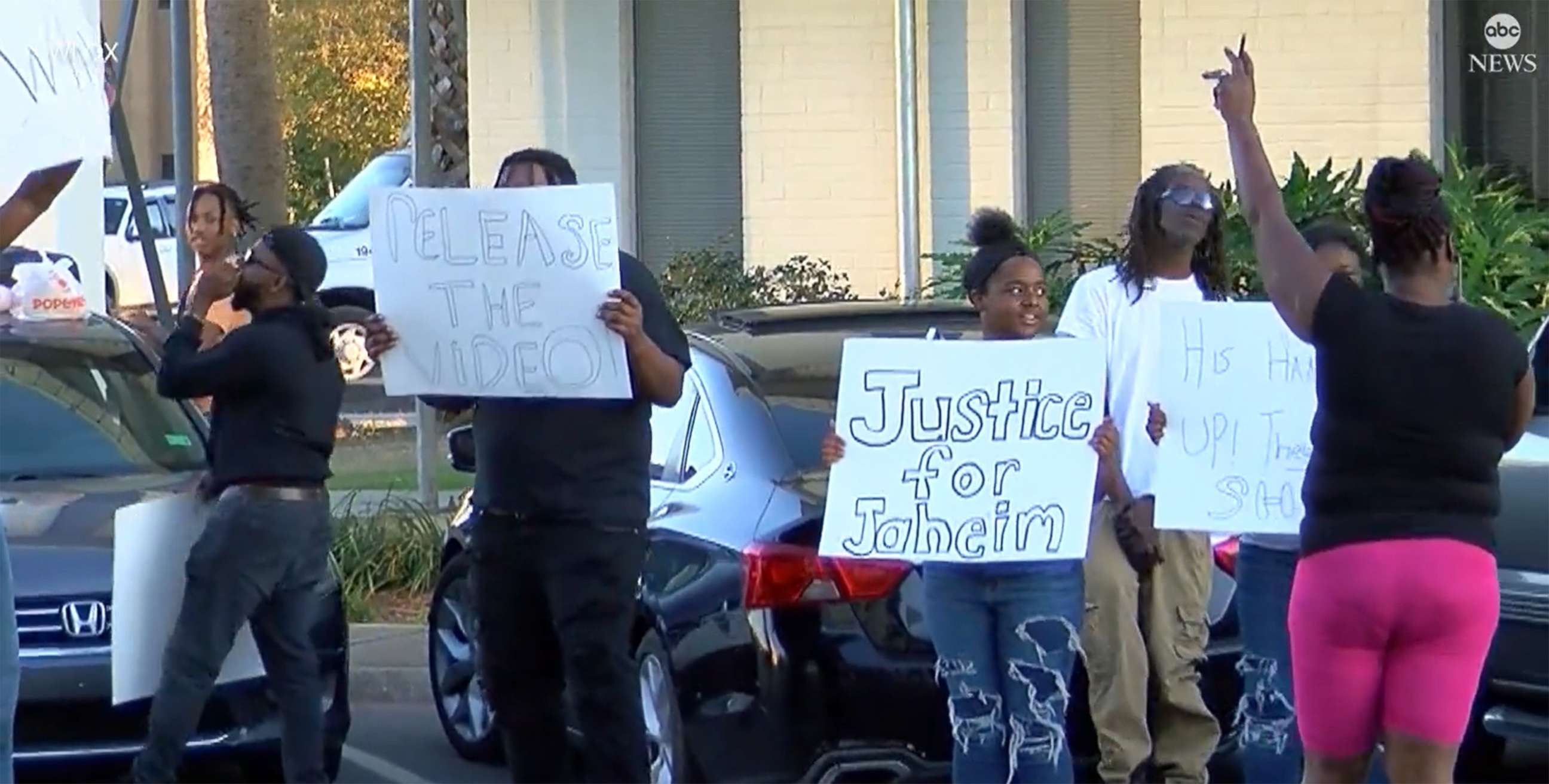 PHOTO: Protesters rally outside the Police Department headquarters after the death of teen Jaheim McMillan who was shot by poice in Gulfport, Miss., Oct. 11, 2022.