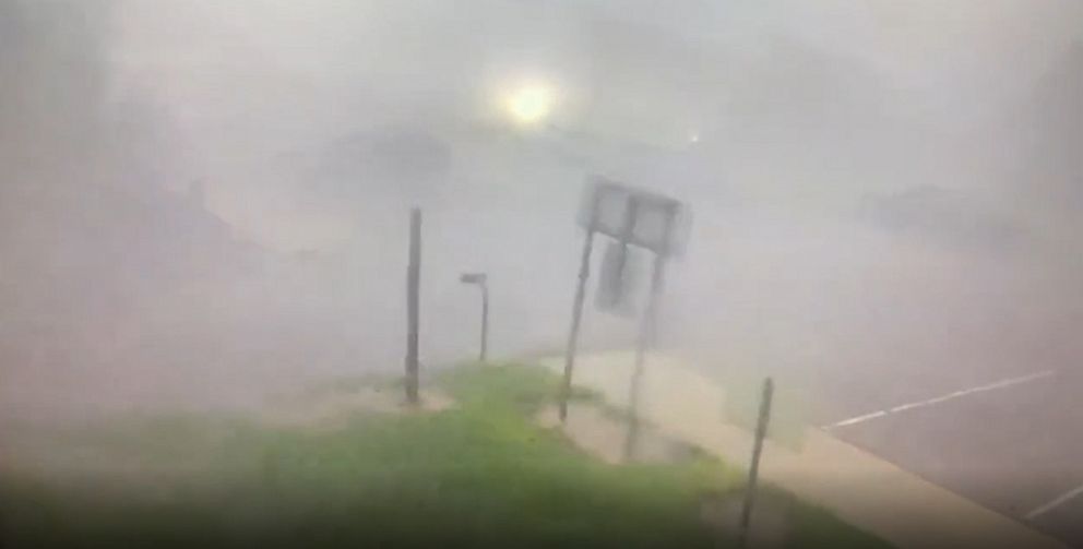 PHOTO: In this screen grab from a video shared by the Mississippi Department of Transportation, a possible tornado passes their Newton office.