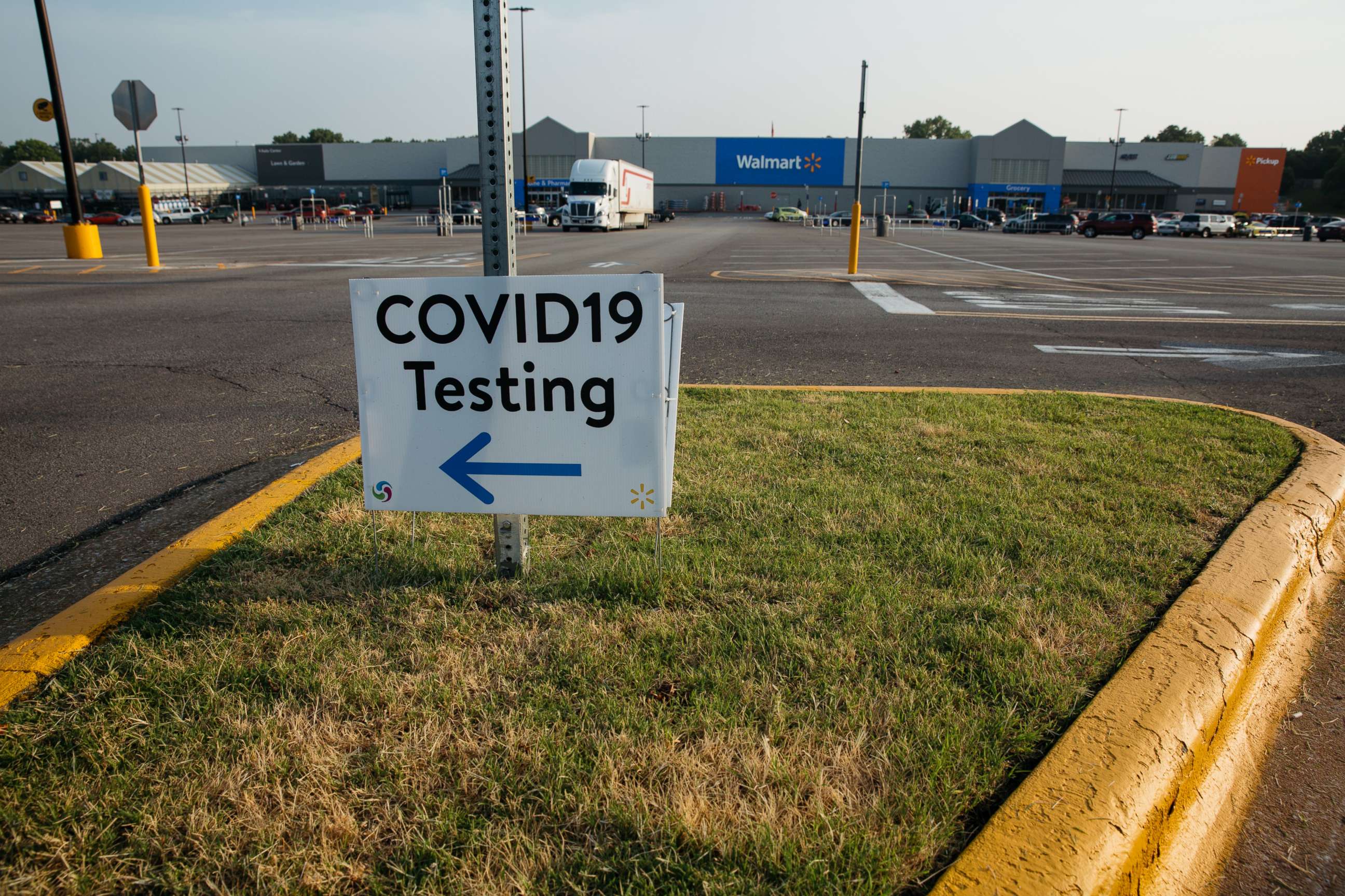 PHOTO: Covid-19 testing site at the Walmart Supercenter in Joplin, Missouri, July 2, 2020.