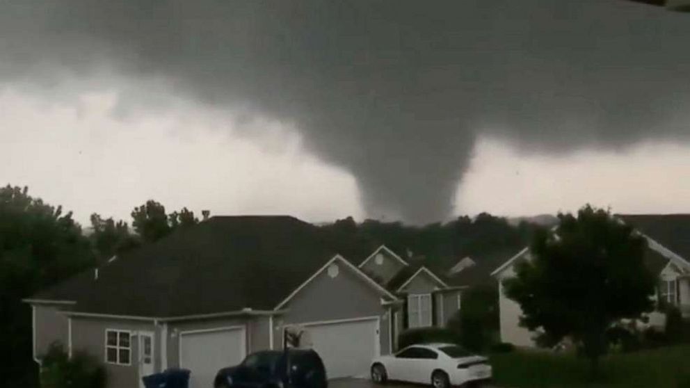 PHOTO: This still image taken from video provided by Chris Higgins shows a tornado, Wednesday, May 22, 2019, in Carl Junction, Mo.