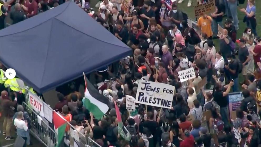 PHOTO: Protesters at the Massachusetts Institute of Technology were told to clear out their encampment Monday, May 6, 2024, generating further demonstration.