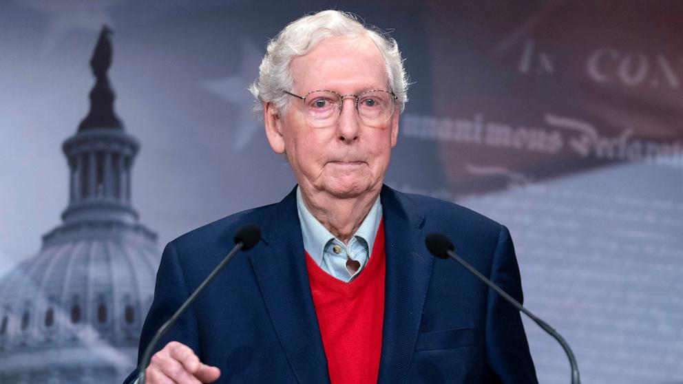 PHOTO: Senate Minority Leader Mitch McConnell R-Ky. speaks during a news conference about the election at the Capitol in Washington, Nov. 6, 2024.