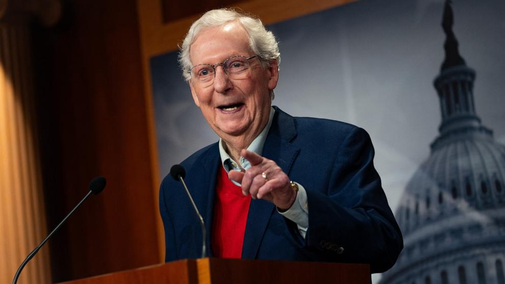 PHOTO: Senate Minority Leader Mitch McConnell, Republican of Kentucky, speaks during a news conference at the U.S. Capitol, Nov. 6, 2024, in Washington.