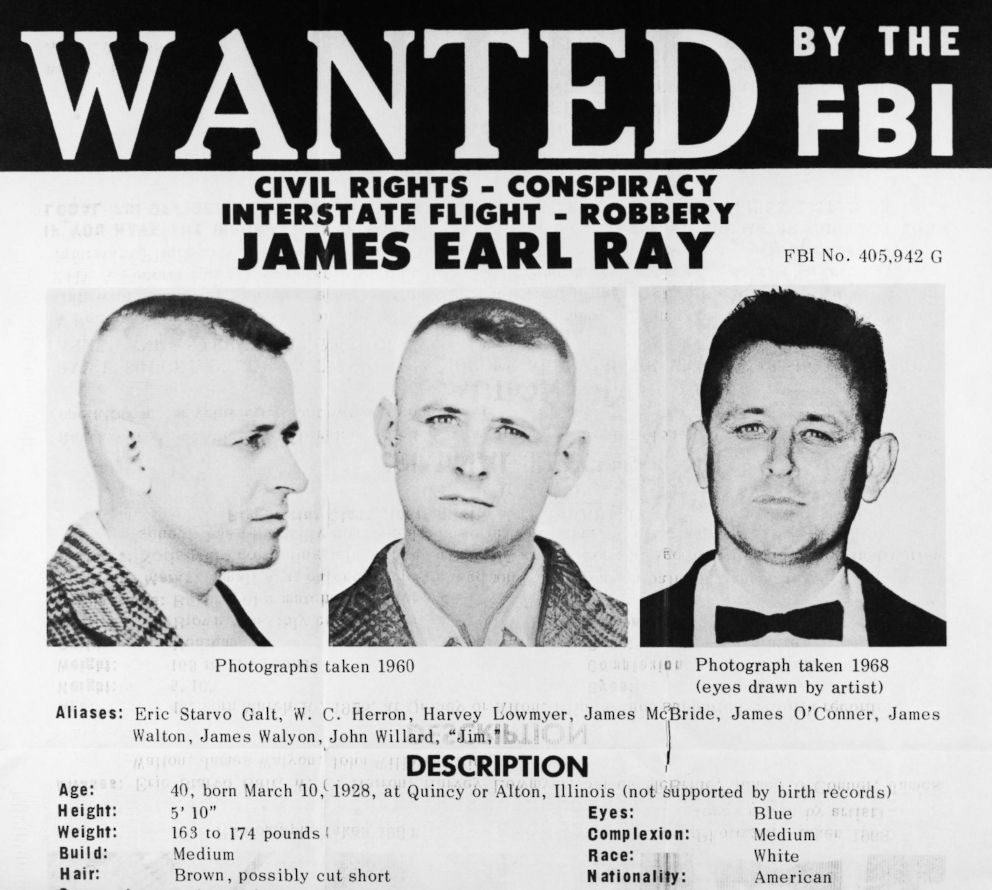 PHOTO: The FBI issued this flyer when they placed the name of James Earl Ray, a Missouri prison escapee sought in connection with the slaying of Dr. Martin Luther King Jr., on its list of "Ten Most Wanted Fugitives." 