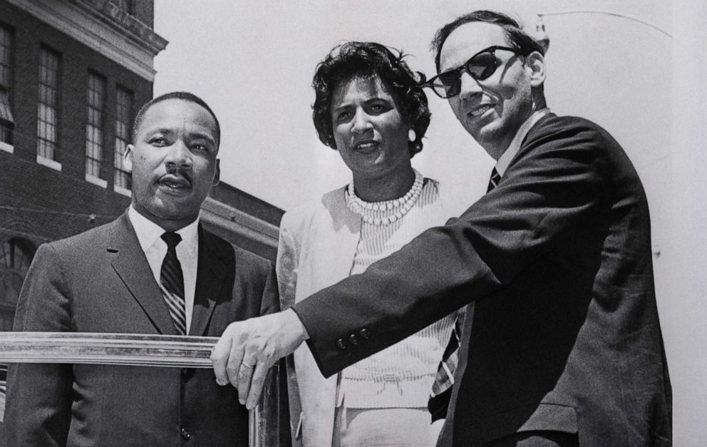 PHOTO: Rev. Martin Luther king, left, and attorneys Mrs. Constance Motley and William Kunstler enter their car, July 24, 1962, after a federal judge issued a stay of another jurist's injunction against integration demonstrations at Albany, Ga.