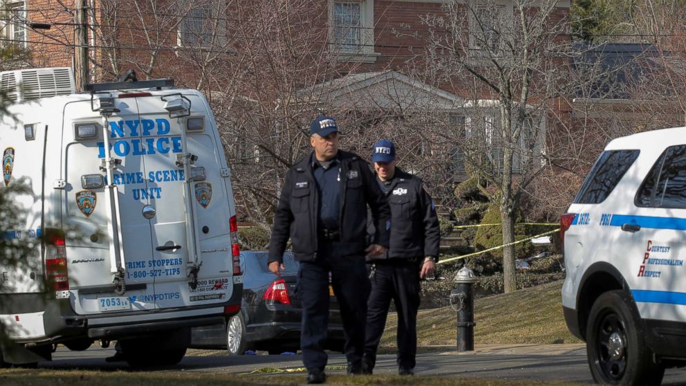 PHOTO: New York City Police officers investigate the scene where reported New York Mafia Gambino family crime boss, Francesco "Franky Boy" Cali, was killed outside his home in the Staten Island borough of New York, March 14, 2019.