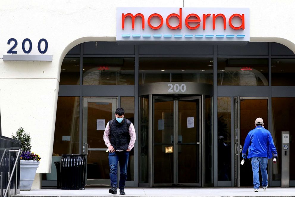 PHOTO: A view of Moderna headquarters in Cambridge, Massachusetts, on May 8, 2020.