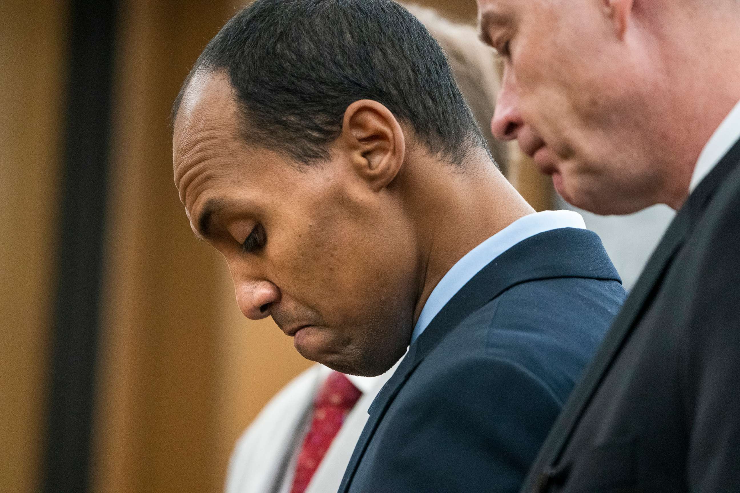 PHOTO: Former Minneapolis police officer Mohamed Noor reads a statement Friday, June 7, 2019, in Minneapolis, before being sentenced by Judge Kathryn Quaintance in the fatal shooting of Justine Ruszczyk Damond.