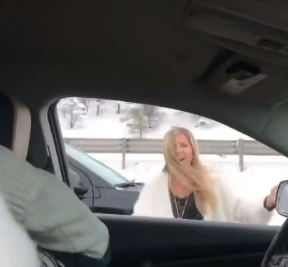 PHOTO: Wendy Gossett dancing to the Backstreet Boys hit "Everybody" in the middle of stopped traffic goes viral.