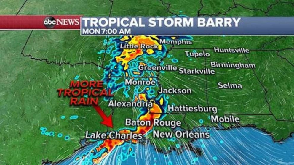 PHOTO: Heavy rain is expected in the Lake Charles, La., area early Monday.