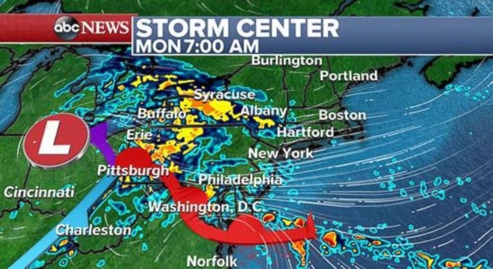 PHOTO: Rain will continue across the Northeast on Monday morning.