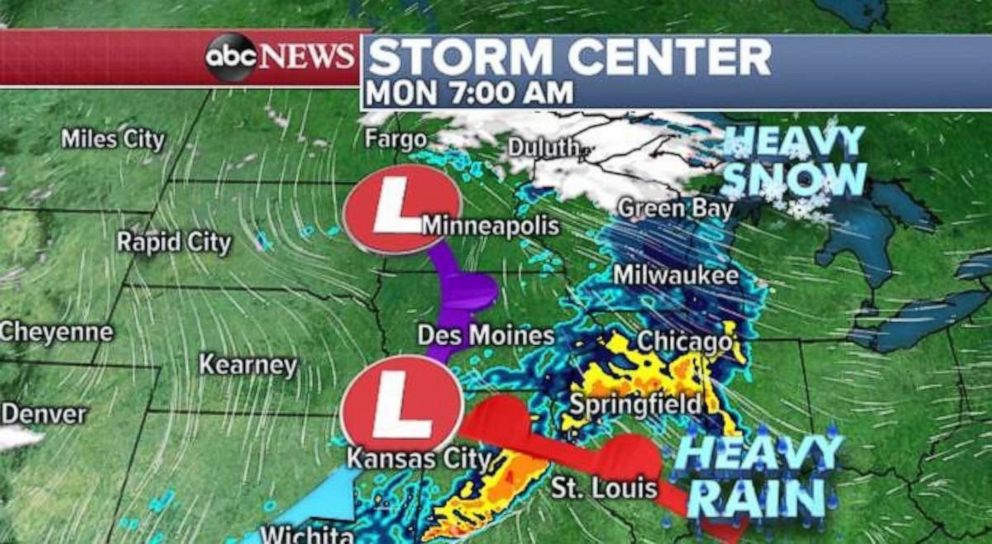 PHOTO: Heavy rain will move through the Midwest on Monday morning.