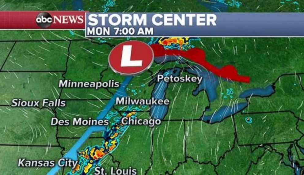 PHOTO: Storms will move through the Midwest early Monday.